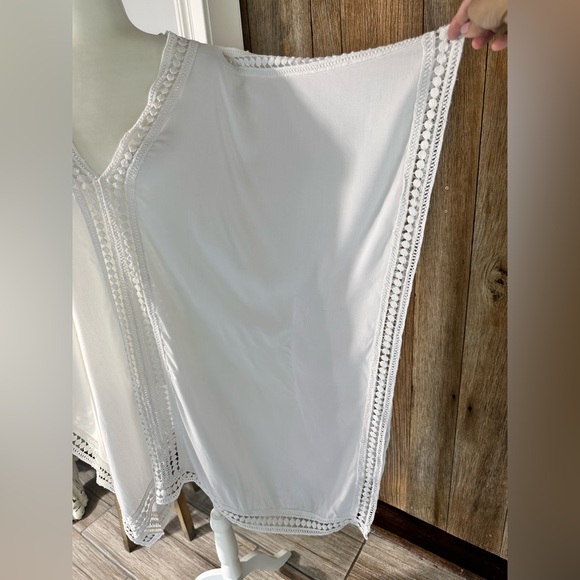 NEW Tommy Bahama Crochet Lace Trim Oversized Swim Cover-Up Tunic Size S White - Picture 8 of 10
